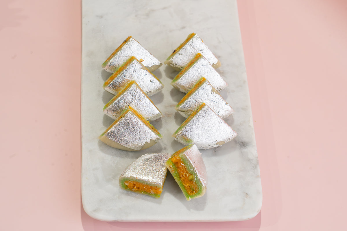 Handcrafted Kaju Diamond, a premium vegetarian Indian sweet made with Cashews by Pavitre in Tarneit, VIC.