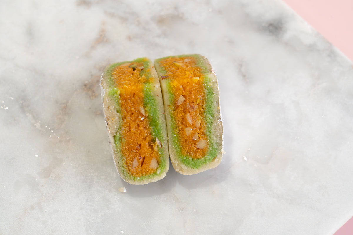 Beautifully arranged Cashew Diamond, a traditional Indian Kaju sweet perfect for festive gifting, ready for nationwide shipping.