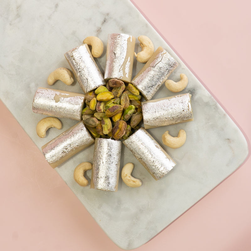 Premium Kaju Pista Roll (Cashew Pistachio Sweet) by Pavitre in Melbourne.